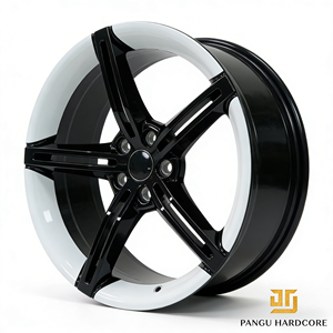 Rines de Aleación Forjados de 18/19/20/21 Pulgadas, 5 Radios, PCD 5x112/5x114.3, Negro Brillante con Borde Blanco, para Modificación de Autos Personalizados - Product Image 3