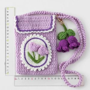 Sac tricoté pour téléphone portable motif flocon de neige au crochet, motif campanule, pour la Saint-Valentin, la Fête des Mères, Pâques, cadeau pour meilleure amie - Product Image 6