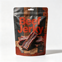 Sachets Doypack PE à fond carré imprimés sur mesure, anti-odeur, avec fenêtre à fermeture éclair, 3.5g/14g/28g, pour viande de bœuf