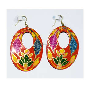 2020 Gold Plated Hollow Colorful Enamel Jewelry Geometric Resin Metal Drop Geometric Wood <b>Earrings</b> Design Cute <b>Earrings</b> Girls - Product Image 6