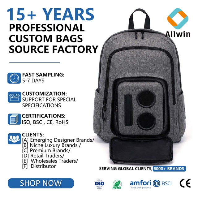 Casual Sports Waterproof MultifunctionTravel Laptop Picnic Backpack With Bluetooth Speaker
