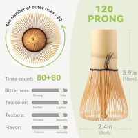 Fouet à matcha 100 brins en bambou naturel, couleur bambou violet, écologique, classique, semi-fait main, Chasen pour préparer et mélanger le matcha
