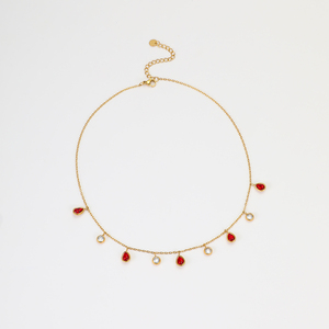 NIMAI Trendy Damen Halskette aus Glänzendem Edelstahl, PVD 18K Vergoldet, Zirkonia-Anhänger mit Wassertropfen - Product Image 5