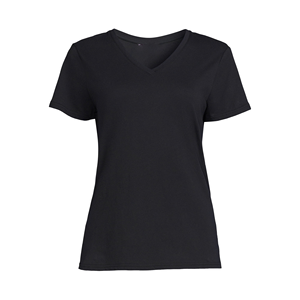 เสื้อยืดคอวีผ้าฝ้ายพิมพ์ลายช่องว่างสำหรับผู้หญิงเสื้อยืดออกแบบได้ตามต้องการ - Product Image 1