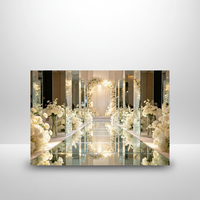 Décoration d'allée de cérémonie de mariage : Panneau de sol en acrylique miroir argenté réfléchissant pour scène de mariage