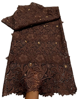 NI.AI Nouveau design Tissu en dentelle guipure avec broderie florale 3D et pierres, dentelle africaine pour robe de soirée et de mariée
