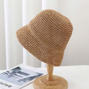 Sombrero de Pescador de Paja Tejido a Crochet, Protección Solar, Moda Verano, Unisex, para Playa, Fiesta, Viaje, Plegable, con Flores, Venta al Por Mayor - Product Image 3