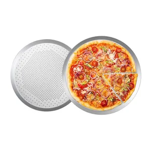 Özel tasarım küçük tava 6.5 yuvarlak tepsi çelik hizmet 7.5 ekranlar 14 Pizza taşı fırın için 12 inç