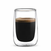 Mug à café en verre borosilicate double paroi résistant à la chaleur, transparent, multi-capacités, avec poignée, réutilisable, option logo personnalisé, vente en gros