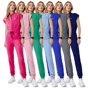 Conjuntos de Uniformes Médicos Unisex, Pantalones Tipo Jumpsuit, Mezclilla Tejida, de una Pieza, sin Mangas, en Varios Colores - Product Image 3