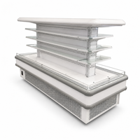 Lemari Pendingin Display Komersial Tipe Island, Showcase Multi-deck Terbuka Kustom, Bahan Stainless Steel 304 untuk Buah di Supermarket