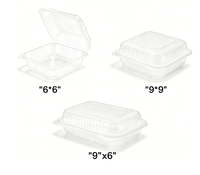 Boîte alimentaire jetable en plastique PP robuste 6x6/9x9/9x6 pour la livraison de repas à emporter, conteneur à clapet pour restaurant, ODM/OEM