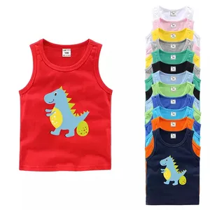 Camiseta sin mangas con estampado personalizado para niños, chaleco de algodón con cuello redondo y estampado de dibujos animados