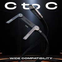 Cable de Carga Rápida PD de 240W 3A, Cable de Nailon Trenzado Tipo-C a Tipo-C de 1.5 m con Diseño en Forma de T y Funciones Integradas para PC y Teléfono Móvil