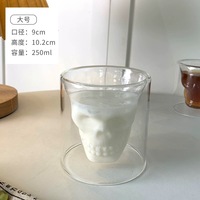 ¡Novedad de 2025! Tazas de vidrio de borosilicato, taza de Calavera, asas grandes de Color resistentes al calor con aprobaciones de bebidas calientes, diseño recto