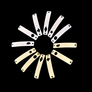 Kustom 6*30.5mm bengkok persegi panjang <span class=keywords><strong>Bar</strong></span> cermin dipoles baja nirkarat berongga konektor hati pesona untuk DIY membuat Gelang - Product Image 1