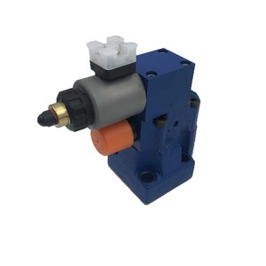 Vanne proportionnelle Rexroth DBEM10-7X 24V à commande pilote pour décompression et débordement, en fonte, peinture bleue - Product Image 1