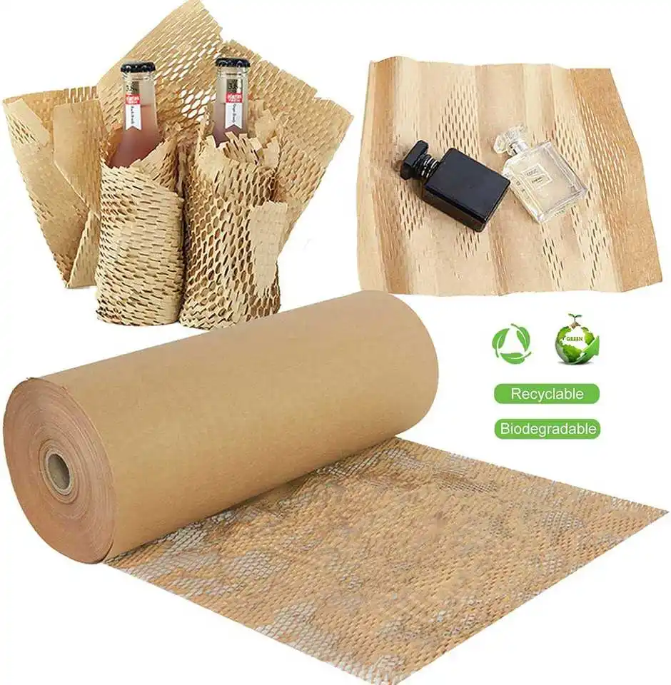 creatrust eco friendly packaging black honeycomb paper wrap transport rolling brown craft paper roll honeycomb paper packaging