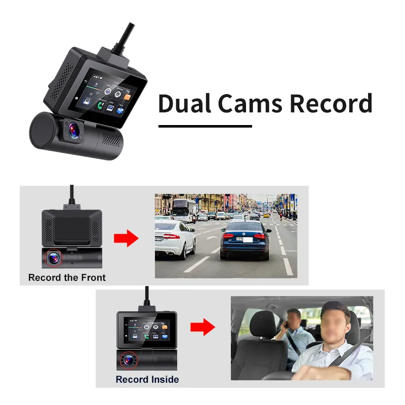 Новейшая Автомобильная камера G5 с двойным объективом HD1080P, 4g, с 3-дюймовым сенсорным экраном, Wi-Fi, ADAS и GPS, и Удаленная прямая трансляция, проверка на телефоне
