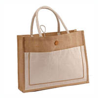Sac fourre-tout en toile de jute écologique réutilisable avec intérieur laminé en lin pour la plage et les courses, vente en gros