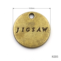 Plaque d'étiquette de placage en laiton antique cercle sac rond Logo en métal étiquette en métal gravée personnalisée pour accessoires de sac
