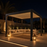 Pergola bioclimatique en aluminium à toit à lamelles, imperméable, moderne, avec télécommande pour l'ombrage du jardin