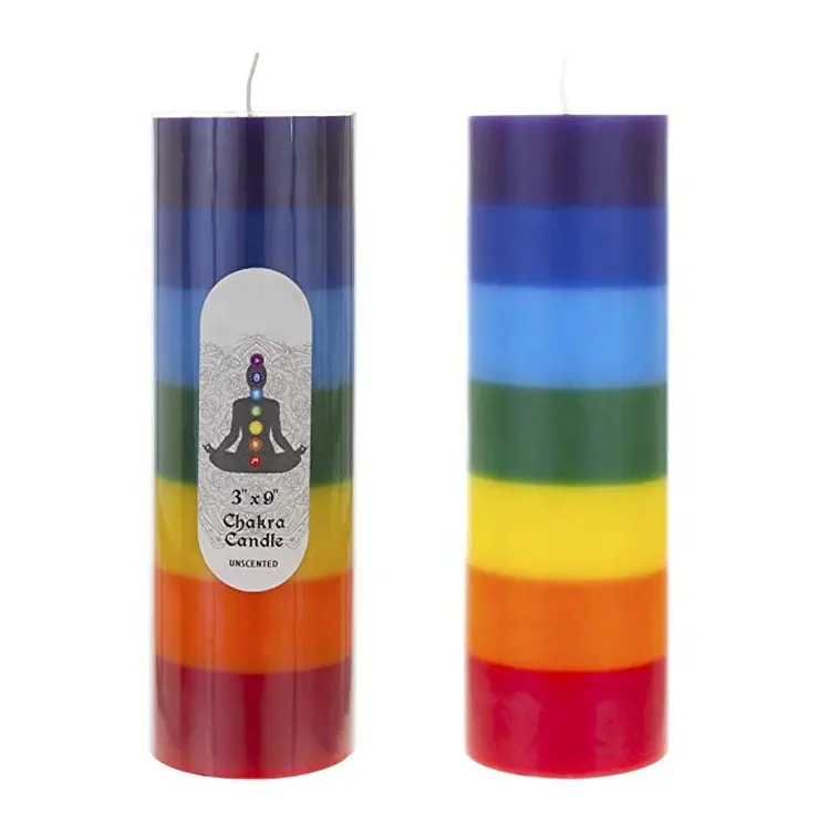 Sette colori arcobaleno pilastro unscented candele decorazione della casa del regalo del partito