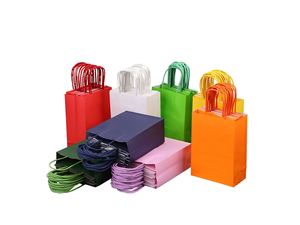 Kraft Paper Handle <b>Bags</b>, Supporting Custom Colors, Colored Handle <b>Bags</b>, Used for Holiday celebrations and Small Gift Packaging. - Product Image 2