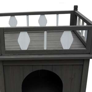 Rumah anjing pondok luar ruangan untuk hewan peliharaan kecil dan sedang, rumah anjing atau kucing tahan air warna asli kayu - Product Image 6