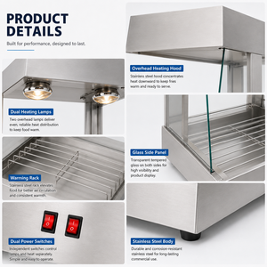 Vitrina Calentadora Eléctrica Comercial de Acero Inoxidable para Papas Fritas y Snacks para Restaurantes - Product Image 2