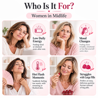 Gummies pour femmes d'âge mûr à marque privée OEM, saveur framboise, à base de plantes, supplément nutritionnel quotidien, formule personnalisée en usine