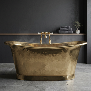 Baignoire autoportante en cuivre martelé, baignoire métallique pour adultes, bain de luxe irrégulier, artisanat indien écologique pour la maison - Product Image 1