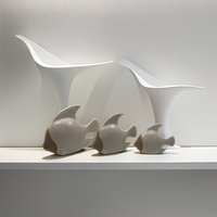 Décoration d'été en céramique en forme de poisson Thème mer ou océan Objets décoratifs élégants pour la maison ou le bureau
