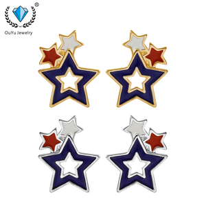 Pendientes de Moda para el Día de la Independencia Americana, Estrella Roja, Blanca y Azul, Pendientes de Estrella Audaces, Brillantes y Elegantes, Pendientes Patrióticos - Product Image 1