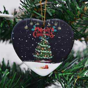 Décoration de Noël en gros : Assiette en céramique en forme de cœur Père Noël, ornements et pendentifs pour sapin - Product Image 2