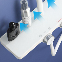 Mitigeur de douche thermostatique mural moderne en laiton à 2 voies avec barre coulissante, jet de pluie blanc et ensemble de douche à eau douce