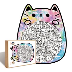 Puzzles irréguliers personnalisés en <span class=keywords><strong>bois</strong></span> sur le thème des animaux, décoratifs et mignons, en forme de <span class=keywords><strong>chat</strong></span>, pour adultes - Product Image 6