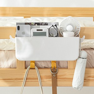 <b>Wall</b> Mounted Plastic <b>Storage</b> Bin <b>Hanging</b> Organizer Bin with Hooks White Yellow for Home Bathroom Closet - Product Image 4