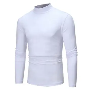 Rùa Cổ T-Shirts Cho Nam Giới Dài Tay Áo 100% Cotton Tập Thể Dục Hoạt Động Mặc Thăng Hoa T-Shirts Cho Bé Trai Giá Rẻ Trắng T Áo Sơ Mi