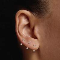 Boucles d'oreilles créatives AE152 en argent sterling 925 avec zircon, clous d'oreilles en forme de U pour usage quotidien, cadeaux d'anniversaire, bijoux