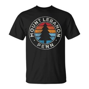 T-shirt Mount Lebanon Penn Vintage Retro anni '70 con design grafico nero - Product Image 1