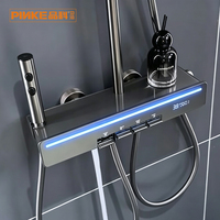 Système de douche à touches piano en aluminium brossé, mitigeur thermostatique à poignée unique avec cartouche céramique, fixation murale pour salle de bain, villa, colonne de douche