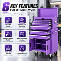 Armoire de rangement mobile haut de gamme violette à double porte, combinée (haut et bas), pour outils de mécanicien et atelier d'entretien – Meilleure vente