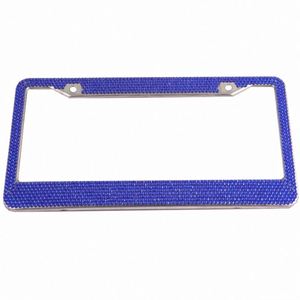 Bling Holder Sparkly 2 Holes Universal Stainless Steel License Plate <b>Frame</b> for Us Cars - Product Image 2