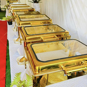 Recipientes Rectangulares para Buffet, Calentadores de Comida para Eventos y Catering, Juego de Servicio de Buffet de Vidrio Grande - Product Image 3