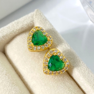 Orecchini alla Moda <span class=keywords><strong>Foxi</strong></span>, Vendita all'Ingrosso, Placcati in Oro 18k con Zirconia Cubica, Orecchini a Cuore da 8MM per Donne - Product Image 4