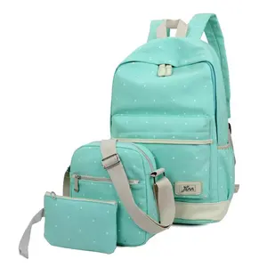 Mochila de Material de nailon con lunares para niños, morral escolar con estuche para lápices, promoción