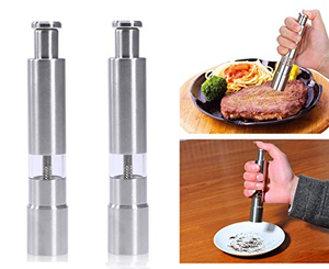 Mini-outils ménagers personnalisés pour herbes et épices, moulin à poivre et à sel en acier inoxydable avec bouton poussoir miniature et personnalisable - Product Image 3