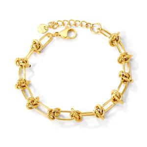 Fashion Waterproof Punk Chunky 18K Gold Plated Stainless Steel Jewelry Non Tarnish Cuban Link <b>Chain</b> Knot Bracelet for Women - Product Image 1