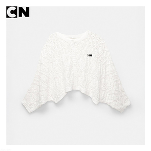 BSCI Certification Sweater Factory Custom logo <b>Women</b> Cotton Crew Neck Cropped Hollow Out <b>White</b> Knit <b>Cardigan</b> Sweater with Button - Product Image 3